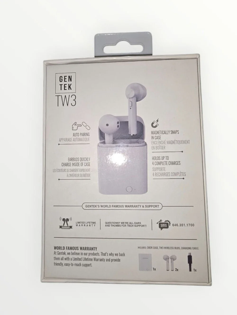 TW3 True Wireless Earbuds in White with Charging Case